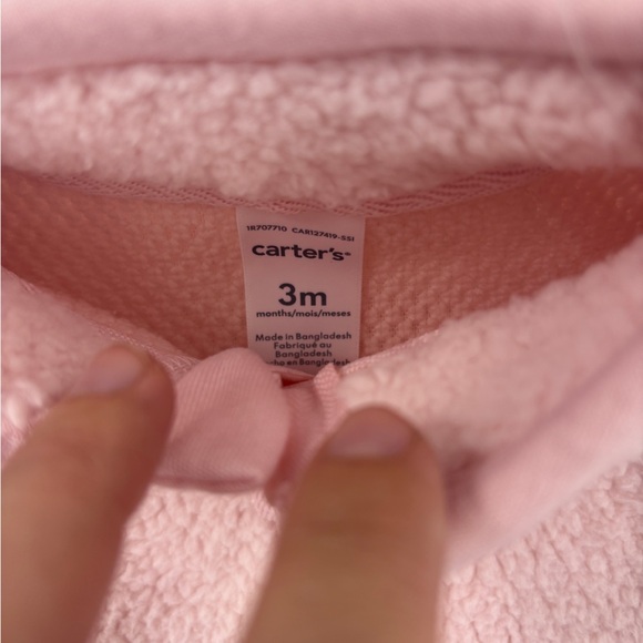 Carter's Soft Pink Sherpa Bodysuit-3 Months - Picture 3 of 4